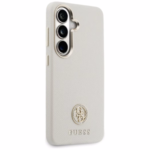 Guess Suojakuori Rhinestone Round Logo MagSafe Samsung Galaxy S26:lle beige