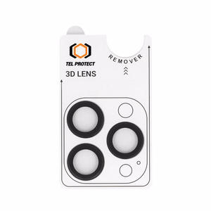 Tel Protect 3D Lens -mustat karkaistut suojalasit Apple iPhone 18 Pro- ja iPhone 18 Pro Max -puhelinten kameralinsseille (3 kpl)