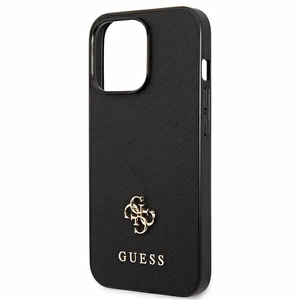Guess Saffiano 4G Small Metal Logo suojakuori iPhone 13 Pro / 13 6.1":lle - musta
