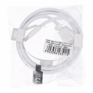 Kaapeli Type C - Type C PD QC3.0 3A 30W HD26 1 m valkoinen