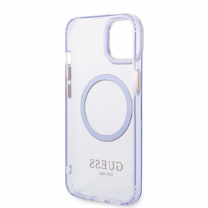 Guess GUHMP14SHTCMU iPhone 14 6.1 violetti/violetti kova suojakuori Gold Outline läpinäkyvä MagSafe