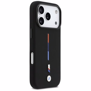 BMW M Silicon Tricolor Line MagSafe Suojakuori iPhone 17 Pro - musta