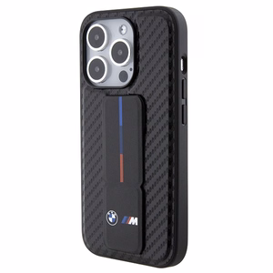 BMW Grip Stand Smooth & Carbon Suojakuori iPhone 15 Pro:lle - musta