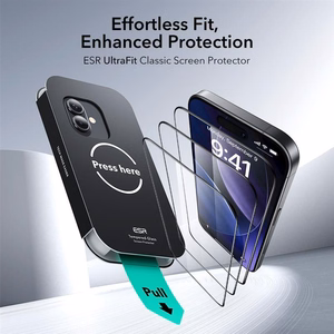 ESR UltraFit Karkaistu lasi 2-pakkaus iPhone 16 Pro / 17:lle - Läpinäkyvä