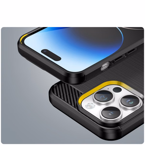 Carbon Case iPhone 14 Pro Max joustava geelinen takakuori musta