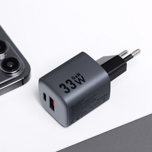 Puhelinlaturi Forcell F-Energy GaN USB C + USB A QC4.0 PD 3A 33W VT-31 harmaa
