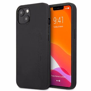 Mercedes AMG -nahkainen kuumapainettu suojakuori iPhone 13 / 14 / 15 -malleille, musta