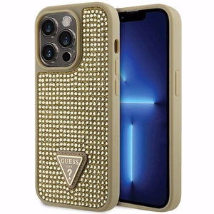 Guess GUHCP14LHDGTPD iPhone 14 Pro 6.1 kultainen/kultainen kovakuori Rhinestone Triangle