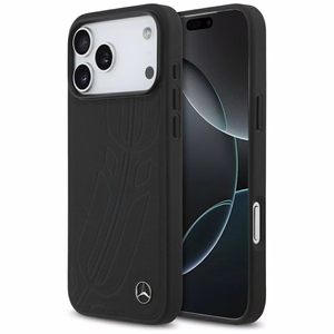 Mercedes Nahkainen Large Laurel Leave MagSafe Suojakuori iPhone 17 Pro Max:lle - musta