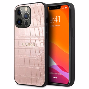 Guess Croco Strap Collection iPhone 13 Pro / 13 6.1" Suojakuori - vaaleanpunainen