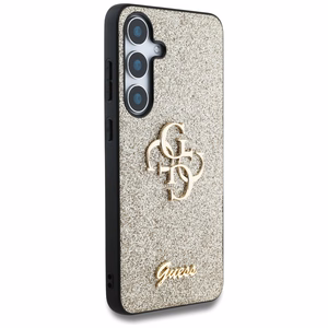 GUESS Fixed Glitter Big 4G Metal Logo Suojakuori Samsung Galaxy S25 Kultainen