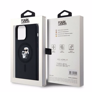 KARL LAGERFELD Suojakuori IPHONE 15 Pro Max yhteensopiva MagSafe KLHMP15XSCMKCRHK (Silicone KC Body Ring) musta