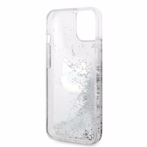 Karl Lagerfeld KLHCP14MLNHCCS iPhone 14 Plus 6.7" hopeinen/hopeinen kovakuori Glitter Choupette Head