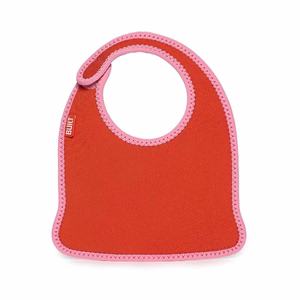 BUILT Mess Mate neopreeniset ruokalaput taaperoille, 2 kpl, Baby Pink Stripe