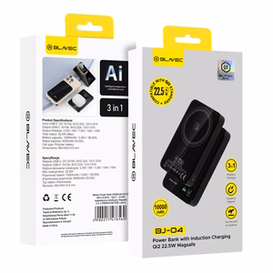 Blavec BJ-04 Slim 10000mAh 22,5W magneettinen MagSafe-yhteensopiva 3 in 1 varavirtalähde, musta lasi (PBBJ04-MC10B)