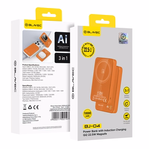 Blavec varavirtalähde 10000 mAh BJ-04 Slim 13,5 mm - Type C - 22,5 W magneettinen Magsafe 3-in-1 (PBBJ04-MC10O) oranssi lasi