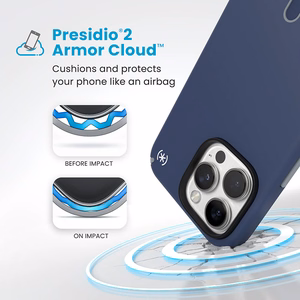 Speck Presidio2 Pro -suojakuori MagSafe- ja ClickLock-tuella iPhone 16 Pro Max:lle, Coastal Blue/Dust Grey