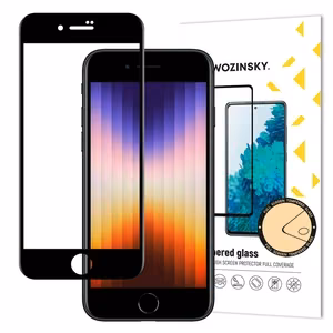 Wozinsky Super kestävä täysi liima karkaistua lasia koko näytön kehys asia ystävällinen iPhone SE 2022 / SE 2020 / iPhone 8 / iPhone 7 musta