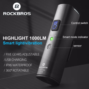 Rockbros V9M-1000 polkupyörän etuvalo, 1000 lm – musta