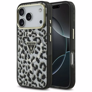 Guess Leopard Glitter MagSafe -kuori iPhone 17 Pro musta