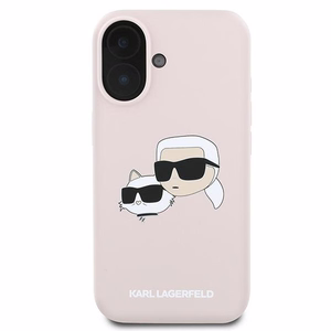 Karl Lagerfeld Silikoninen Nauble Heads Print MagSafe Suojakuori iPhone 16 Plus:lle - Vaaleanpunainen