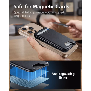 ESR Classic RFID-suojattu MagSafe-magneettikorttikotelo puhelimelle jalustalla – musta