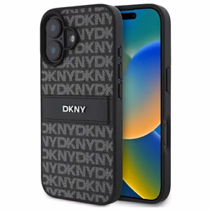 DKNY Texture Pattern Tonal Stripe Suojakuori iPhone 16:lle - musta