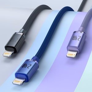 Baseus Crystal Shine USB - Lightning kaapeli 1,2 m 2,4A (violetti) CAJY000005