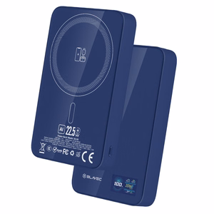 Blavec varavirtalähde 10000 mAh BJ-04 Slim 13,5 mm - Type C - 22,5 W magneettinen Magsafe 3-in-1 (PBBJ04-MC10N) tummansininen lasi