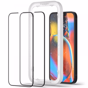 Spigen ALM Glass FC tempered glass for iPhone 13 / 13 Pro / 14 / 16e / 17e - black 2 pcs.