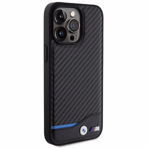 BMW Nahkainen Carbon Suojakuori iPhone 15 Pro Max:lle - musta