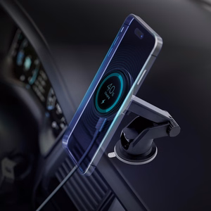 Auton laturi-pidike 3mk Car MagCharger 15W tuulilasi/kojelauta musta