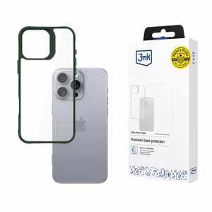 3mk Satin Armor Case+ Green Suojakuori Apple iPhone 16 Pro Max:lle - läpinäkyvä