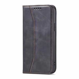 Magneetti Fancy Case Kotelo iPhone 13 Pro Max pussi lompakko kortinhaltija Musta