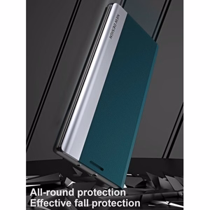 Sleep Case Pro Samsung Galaxy S25 Suojakuori läpällä ja jalustalla - vihreä