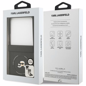 Karl Lagerfeld Karl&Choupette Pins MagSafe suojakuori Samsung Galaxy Z Flip7:lle musta