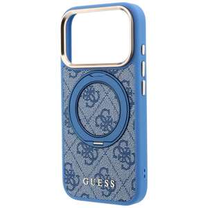 Guess 4G Classic Logo -suojakuori laitteelle iPhone 18 Pro Max / 17 Pro Max, 360° rengastuella, MagSafe-yhteensopiva – sininen