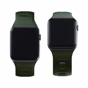 3mk-silikoniranneke Apple Watchille, 42/44/45/46/49 mm, tummanvihreä, suuri koko
