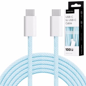 Krüger&Matz Basic USB-C–USB-C-kaapeli, 100 W, 1,5 m, sininen