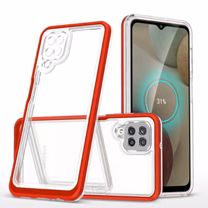 Kirkas 3in1 asia Samsung Galaxy A22 4G kehys geelisuojus punainen