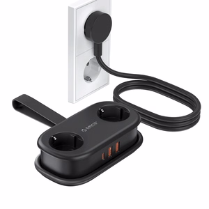 Orico APP 15.5W 5in1 jatkojohto 2x AC + 2x USB-A + 1x USB-C - musta
