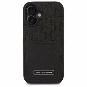 Karl Lagerfeld Cardslots Monogram iPhone 16 Suojakuori - Musta