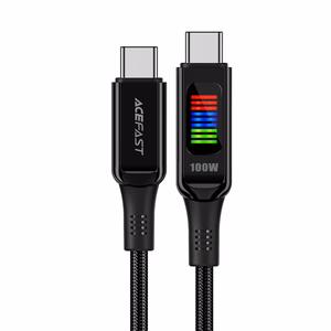 Acefast C7-03 USB-C USB-C 100W 1.2m kaapeli näytöllä - musta