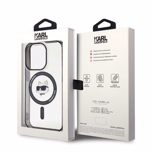 Karl Lagerfeld IML Choupette Head MagSafe Suojakuori iPhone 15 Pro:lle - läpinäkyvä