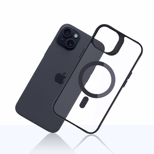 3mk Satin Armor MagCase MagSafe-tuella iPhone 15:lle - Läpinäkyvä mustalla kehyksellä