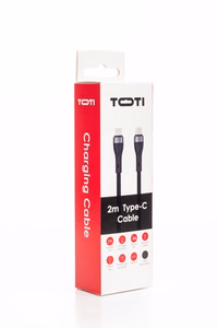 SEEK TOTI Type-C – Type-C, 2 m punottu kaapeli 3A, musta
