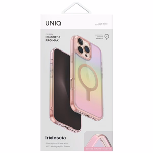 Uniq Iridescia Magclick Lataus Suojakuori iPhone 16 Pro Max:lle - Vaaleanpunainen