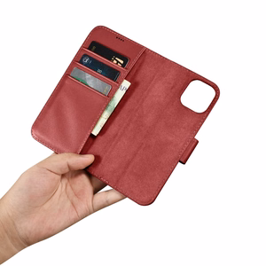 iCarer Lompakko Kotelo 2in1 Cover iPhone 14 Plus Anti-RFID Nahka Flip Cover Punainen (WMI14220727-RD)