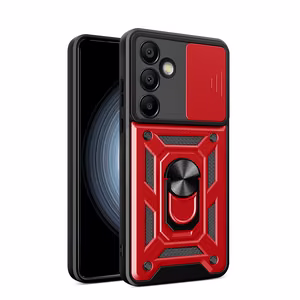 Hybrid Armor Camshield kamerasuojalla ja metallirenkaalla Samsung Galaxy S25+ - Punainen
