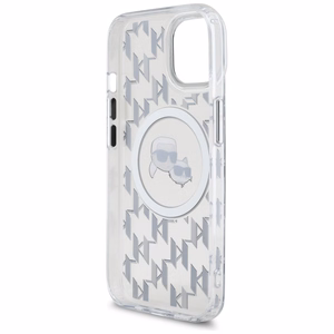 Karl Lagerfeld IML Monogram Karl & Choupette Head MagSafe Suojakuori iPhone 15:lle - Läpinäkyvä